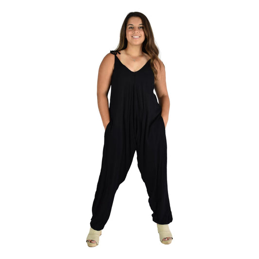 Costa Rica Jumper – COSTA-10 Solid Black, Tie Straps Elastic Ankle, OS