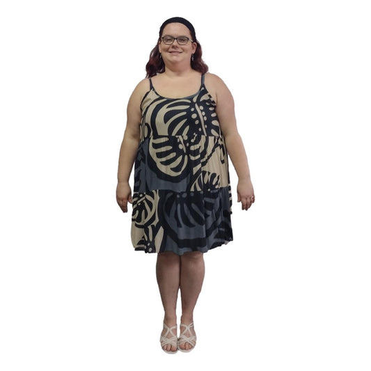 Cozumel Short Dress - COZU-SHT-MON2-20 Beige and Gray Monstera