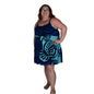 Cozumel Short Dress -COZU-SHT-MON2-6 Blue and Black Monstera