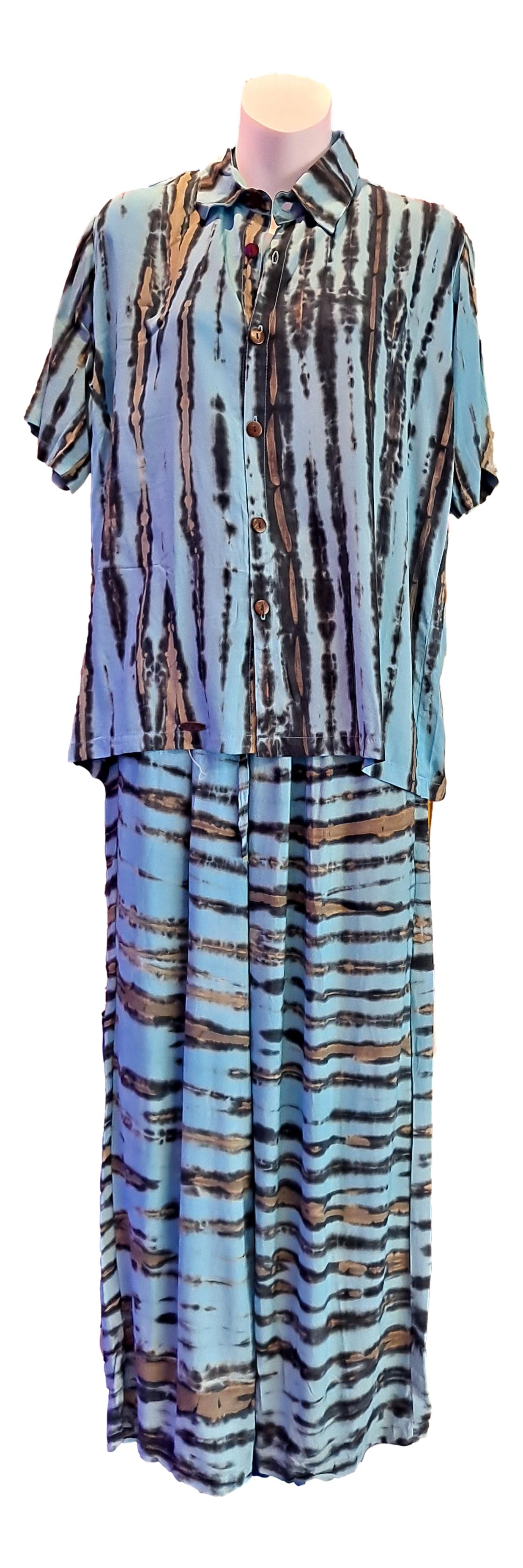 Day Jamma Set – DJ-915-L/XL Blue and Black Tye Dye Large/XL