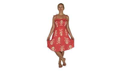 Elastic Smocked Dress – E1-3042 – Pink Pirate Print, Tie Straps