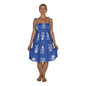Elastic Smocked Dress – E1-3044– Blue and White Pirate Print, Tie Straps