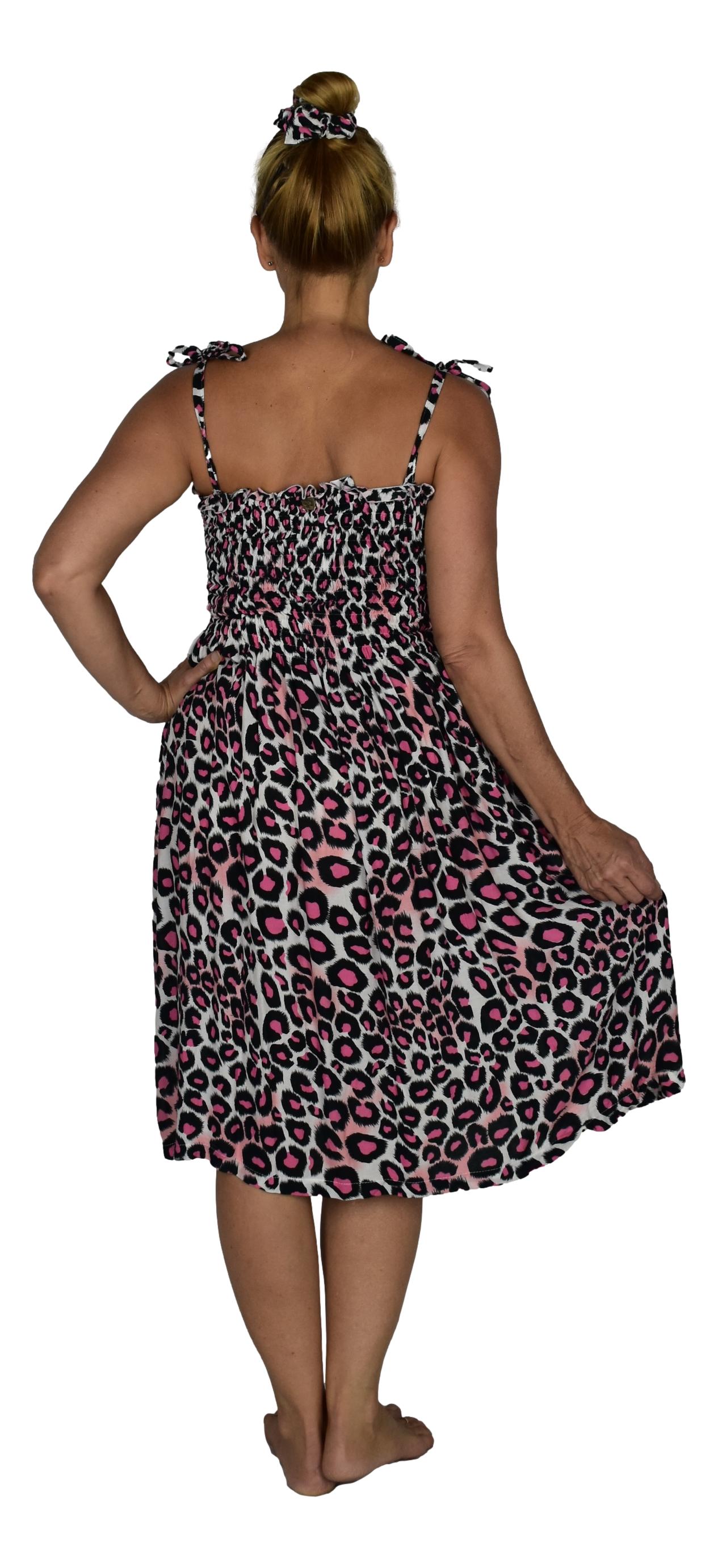 Animal Print Dress E1-3512 – Leopard Pink, Adjustable Straps, One Size