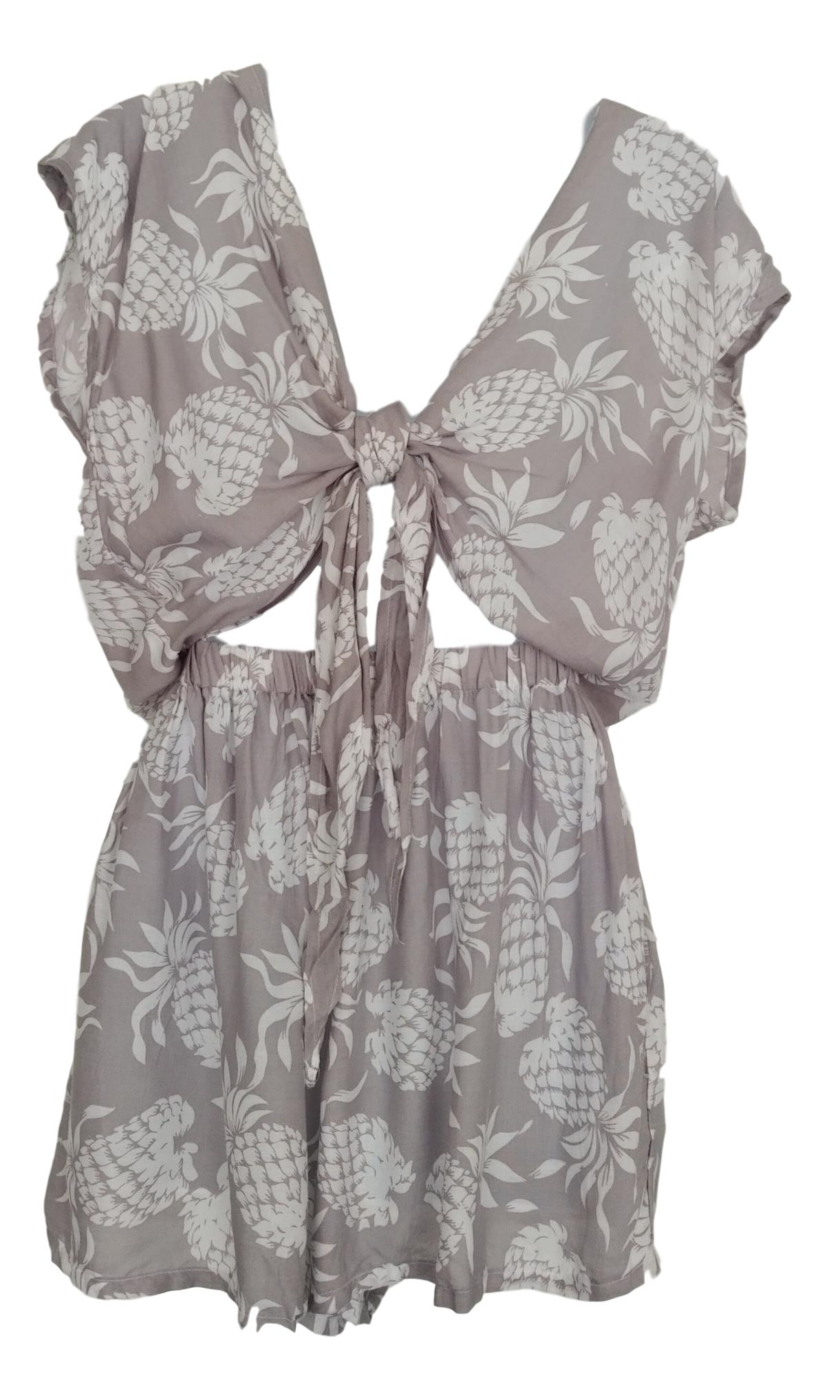 Reversible Romper E8-1320 - Gray and White Pineapple