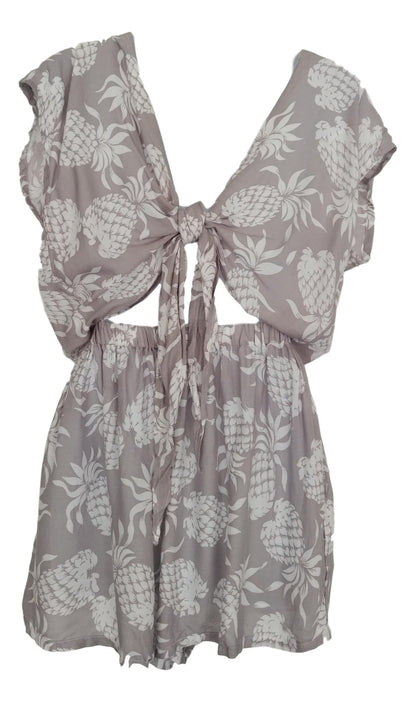 Reversible Romper E8-1320 - Gray and White Pineapple