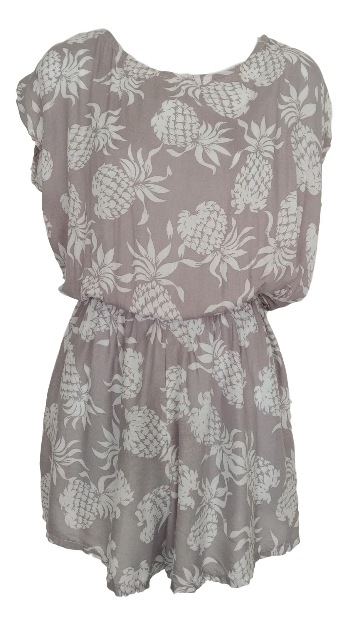 Reversible Romper E8-1320 - Gray and White Pineapple