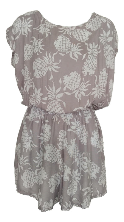 Reversible Romper E8-1320 - Gray and White Pineapple