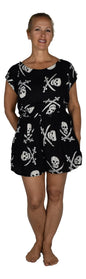 Reversible Romper E8-2970 - Black and White Pirate Print