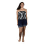 Elastic Tube Top - ETOP-4310– Gray and Black Monstera Smocked Bandeau