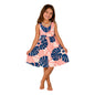Girls Dress – GD-4321-M Pink and Navy Monstera, Medium