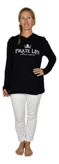 Pirate Life Hooded Tee – H-10-PL - Solid Black – Long Sleeve