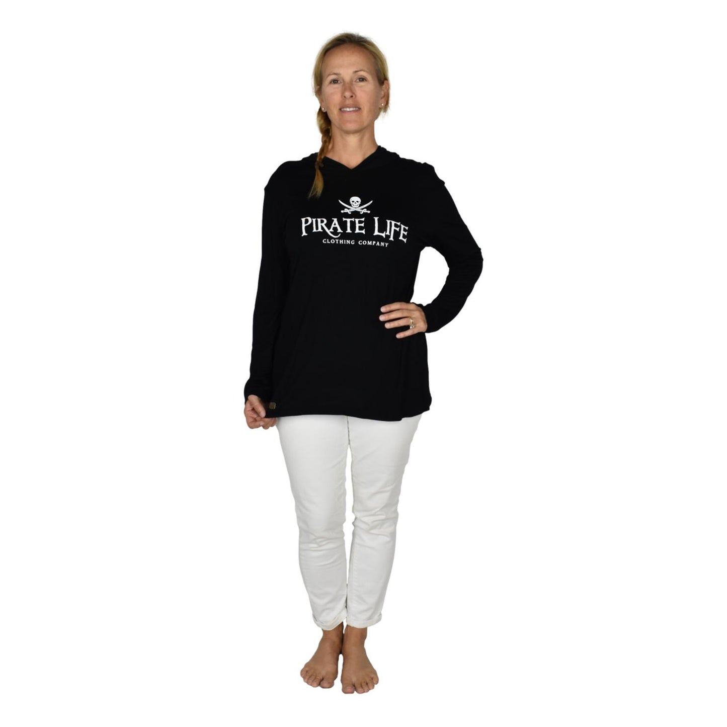 Pirate Life Hooded Tee – H-10-PL - Solid Black – Long Sleeve