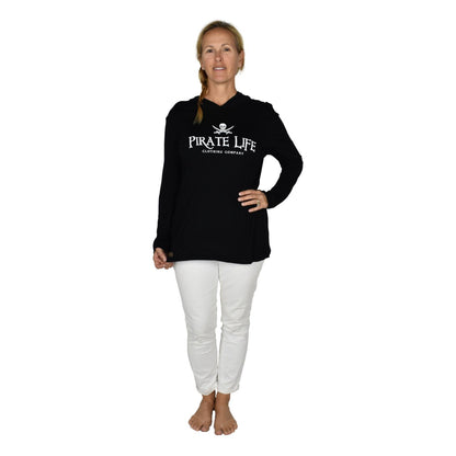 Pirate Life Hooded Tee – H-10-PL - Solid Black – Long Sleeve