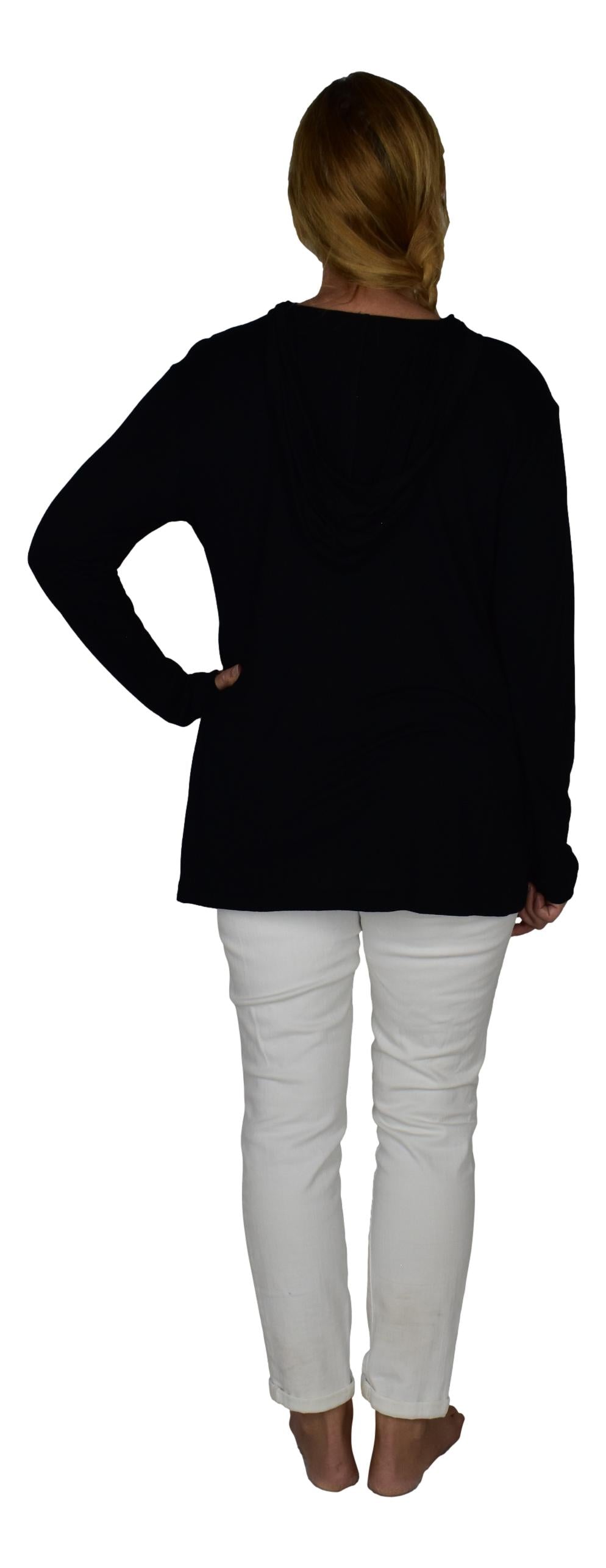 Pirate Life Hooded Tee – H-10-PL - Solid Black – Long Sleeve