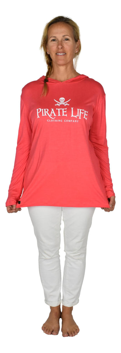 Pirate Life Hooded Tee – H-10-PL - Coral Pink – Long Sleeve