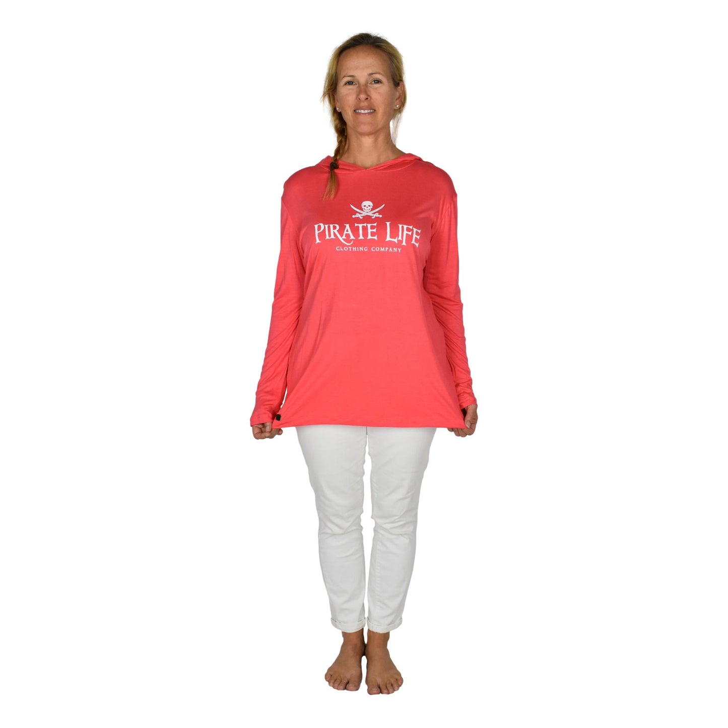 Pirate Life Hooded Tee – H-10-PL - Coral Pink – Long Sleeve