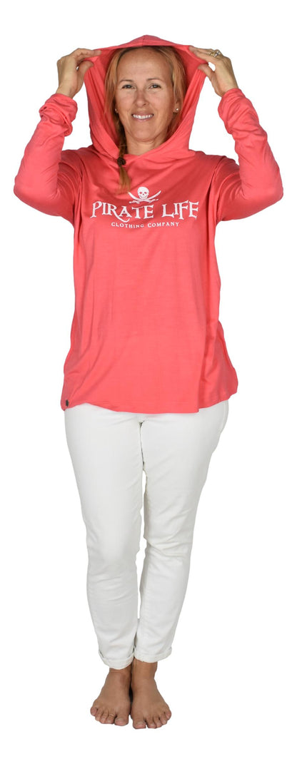 Pirate Life Hooded Tee – H-10-PL - Coral Pink – Long Sleeve