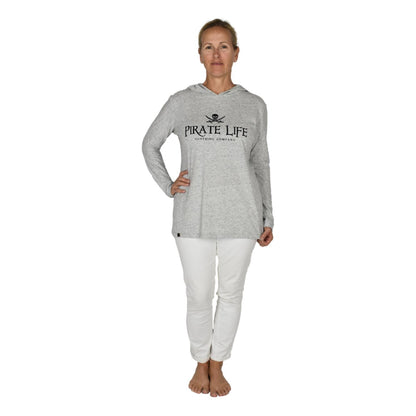 Pirate Life Hooded Tee – H-20-PL - Heather Gray – Long Sleeve