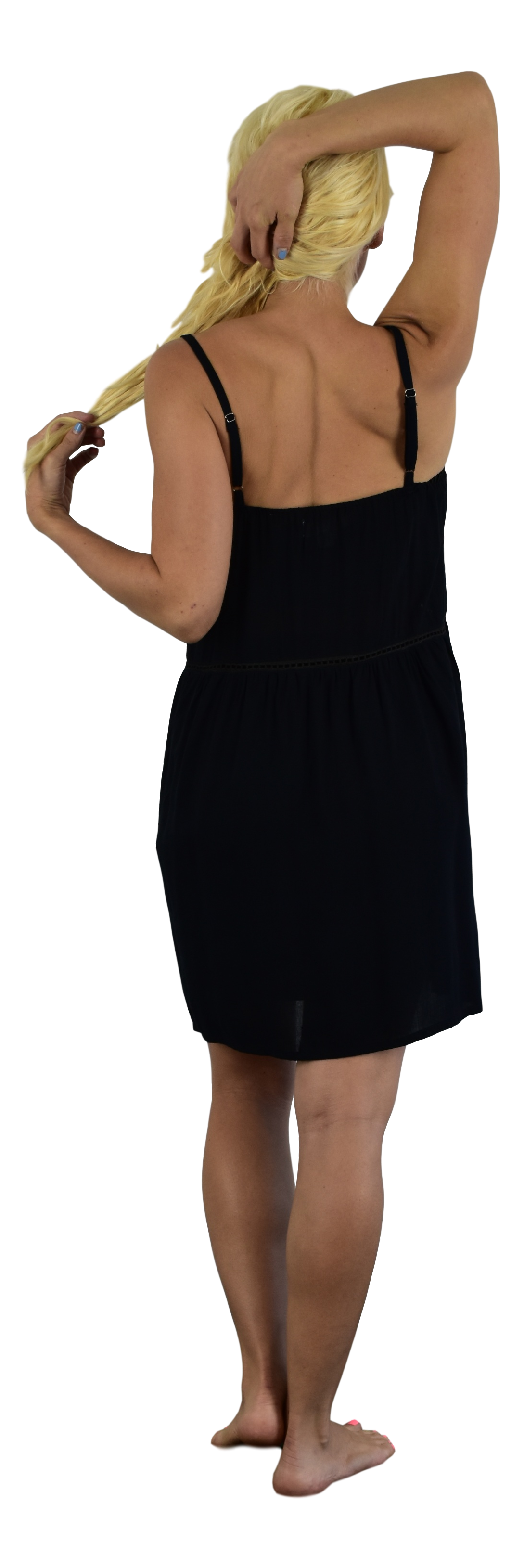 Hanalei Dress – HAN-10 – Solid Black, Elastic Back Resort Dress