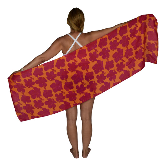 Sarong HIB7-1501-H - Hibiscus Red & Orange