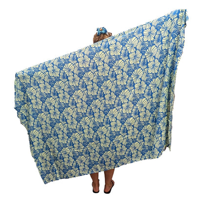 Sarong HIB7-1506-F - Hibiscus Light Green and Blue