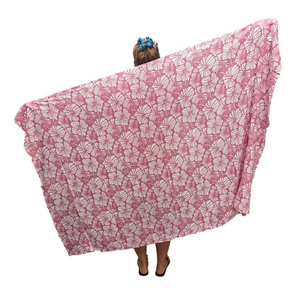 Sarong HIB7-1511-F - Hibiscus Pink and White
