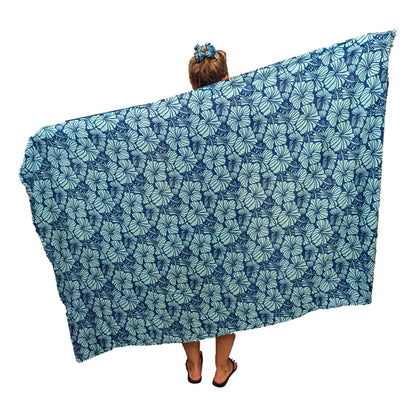 Sarong HIB7-4105-F - Hibiscus Light Blue and Dark Blue
