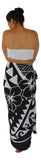 Sarong HWNH-10-F - Tribal Hibiscus Black & White ***Pre-Order Feb 2026***