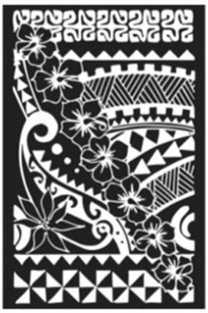 Sarong HWNH-10-F - Tribal Hibiscus Black & White