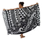 Sarong HWNH-10-F - Tribal Hibiscus Black & White