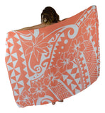 Sarong HWNH-2-F Tribal Hibiscus Orange & White