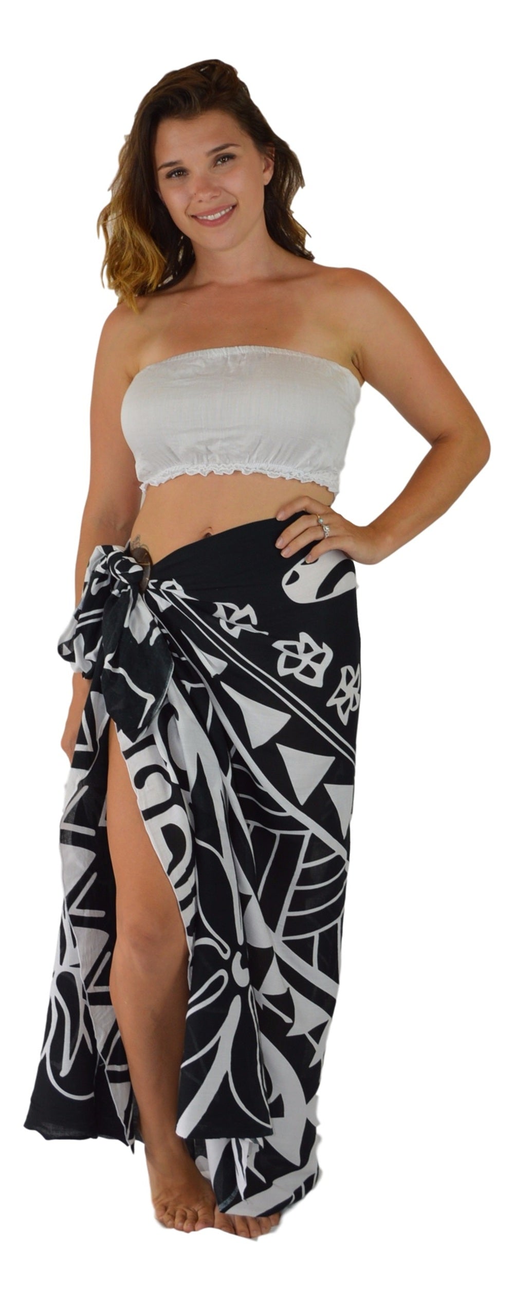Sarong HWNT-10-F - Tribal Turtle Black & White