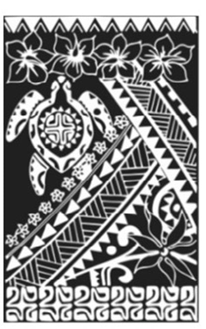 Sarong HWNT-10-F - Tribal Turtle Black & White
