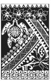 Sarong HWNT-10-F - Tribal Turtle Black & White ***Pre-order Winter 2025/2026