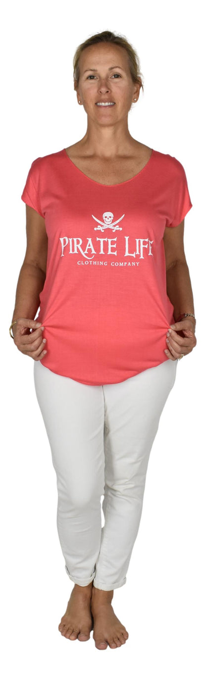 Pirate Life Tee – J-2-PL - Coral Pink – Long Sleeve