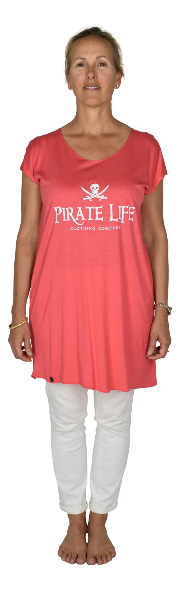 Pirate Life Tee – J-2-PL - Coral Pink – Long Sleeve