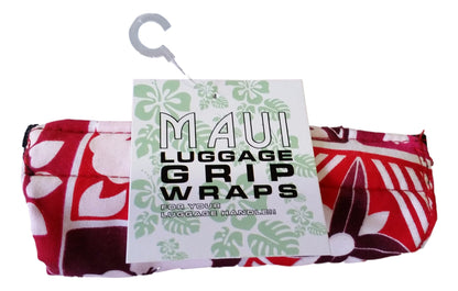 Luggage Handle Wrap – L-1 - Red Tropical Hawaiian Print Luggage Grip