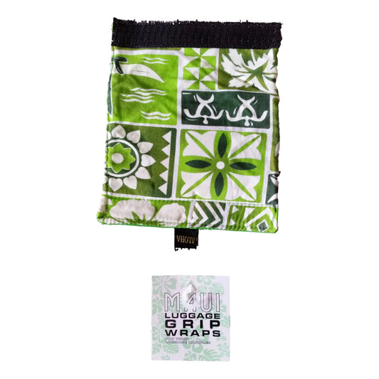 Luggage Handle Wrap – L-4 - Green Tropical Hawaiian Print Luggage Grip