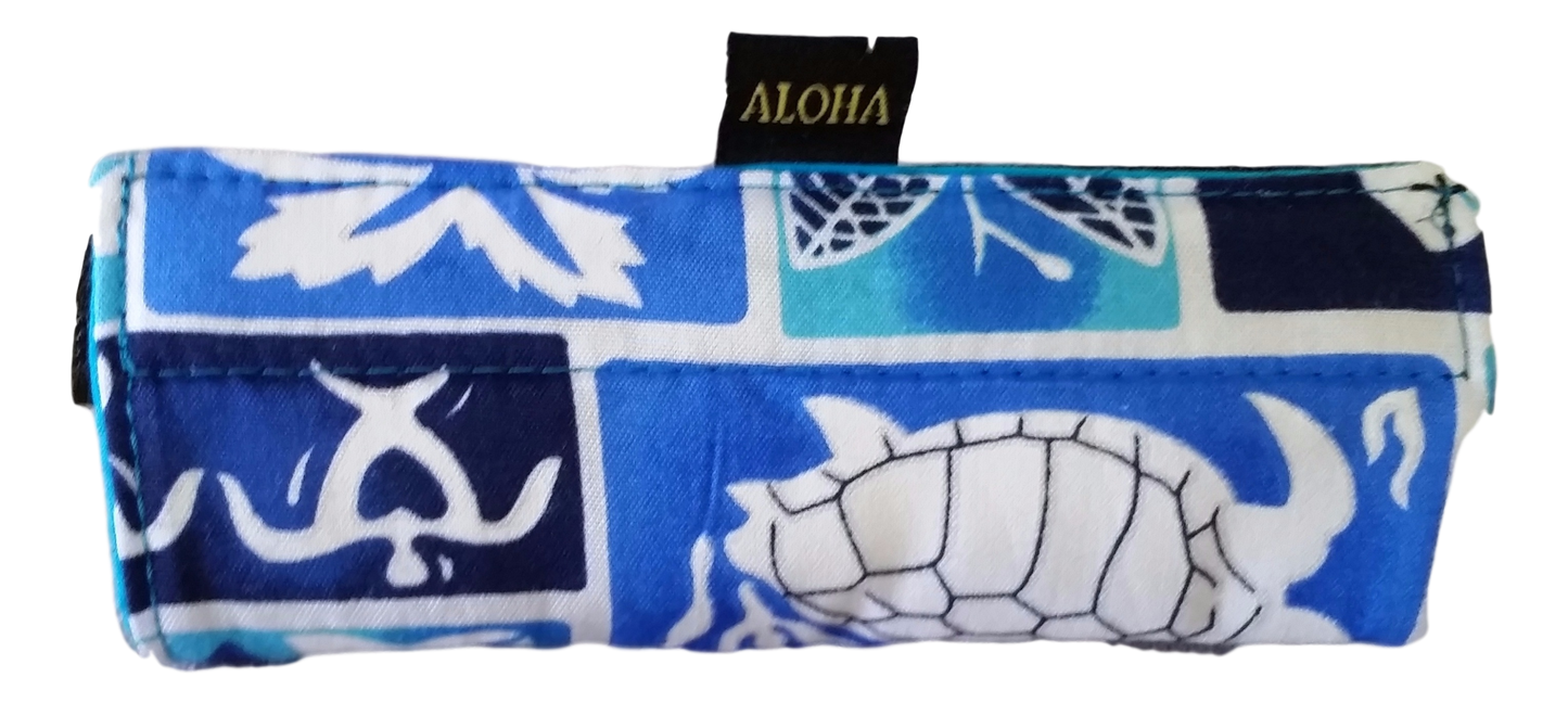 Luggage Handle Wrap – L-6 – Blue Tropical Hawaiian Print Luggage Grip