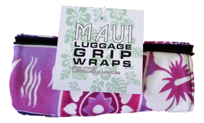 Luggage Handle Wrap – L-7 – Purple Tropical Hawaiian Print Luggage Grip