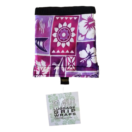 Luggage Handle Wrap – L-7 – Purple Tropical Hawaiian Print Luggage Grip