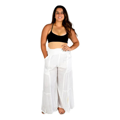 Lani Kai Pant – LKPNT-8-M/L - White Wide Leg Resort Pants with Pockets