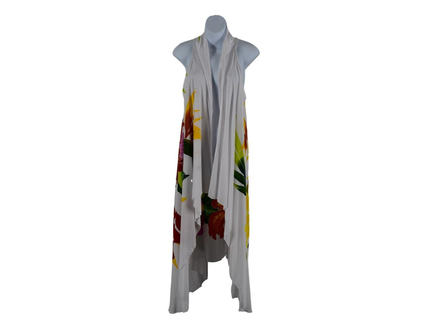 Magic Sarong MG-121 - Tropical Bouquet White Batik Handpainted