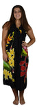 Magic Sarong MG-122 - Tropical Bouquet Black Batik Handpainted