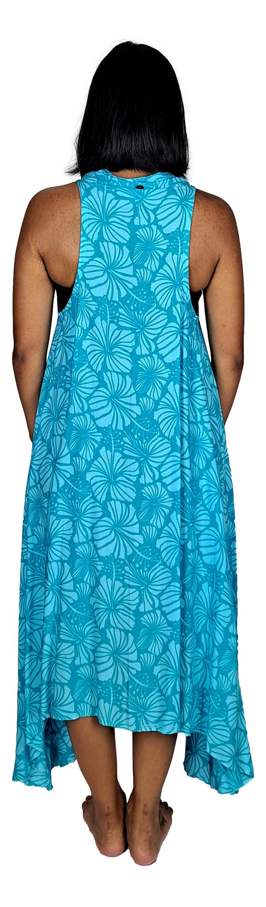 Magic Sarong MG-4014 - Light Blue and Teal Hibiscus