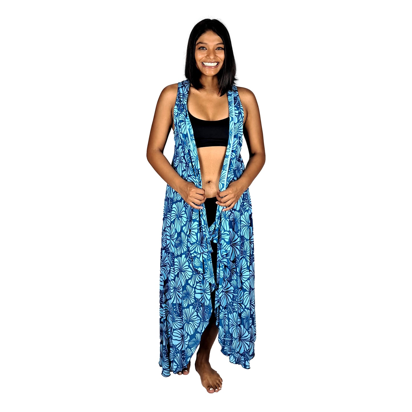 Magic Sarong MG-4015 - Dark Blue and Light Blue Hibiscus