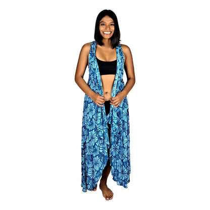 Magic Sarong MG-4015 - Dark Blue and Light Blue Hibiscus