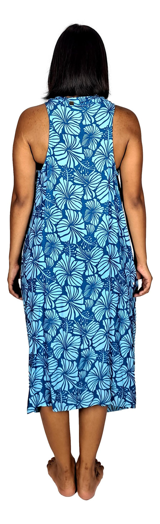 Magic Sarong MG-4015 - Dark Blue and Light Blue Hibiscus