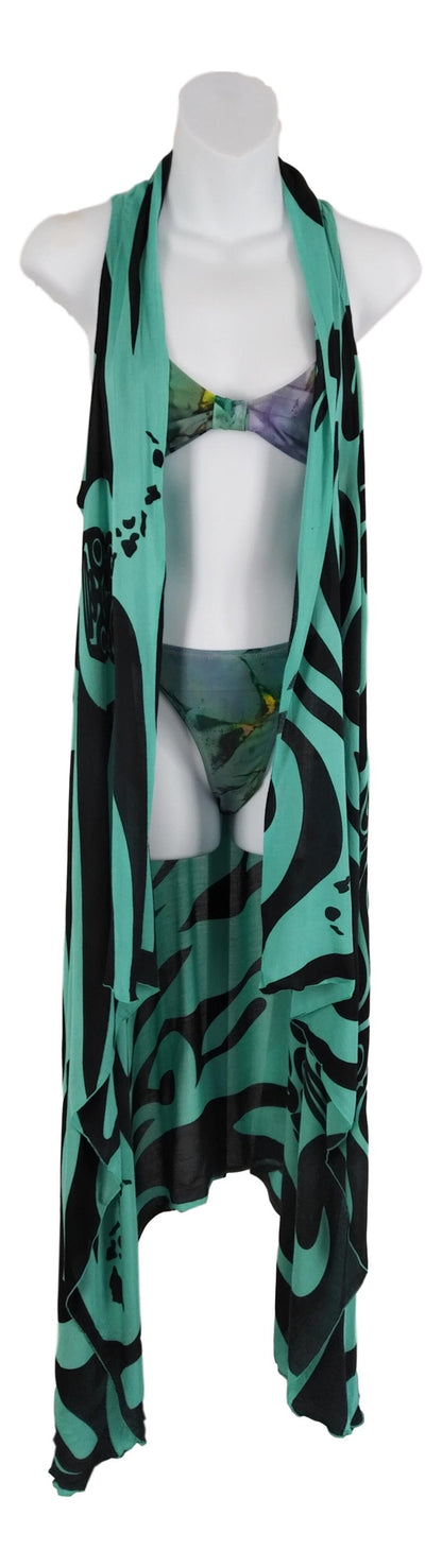 Magic Sarong MG-IT-25 - Island Turtle Black and Teal