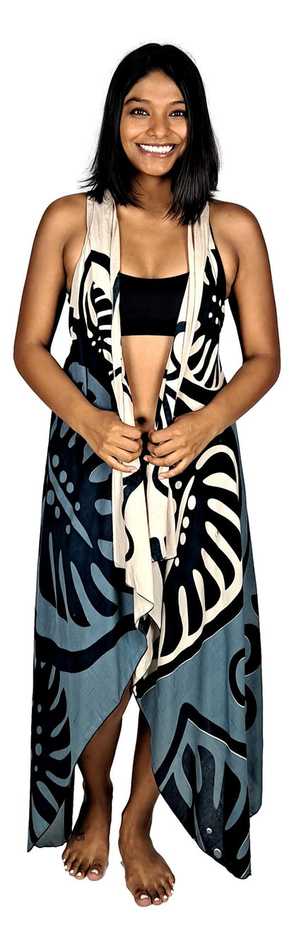 Magic Sarong MG-MON2-20 - Monstera Black and Grey